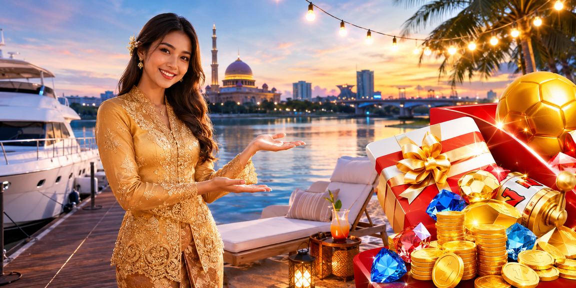 Suasana pertaruhan dan permainan kasino di Putrajaya dengan pengguna aladdin99 berpakaian kebaya